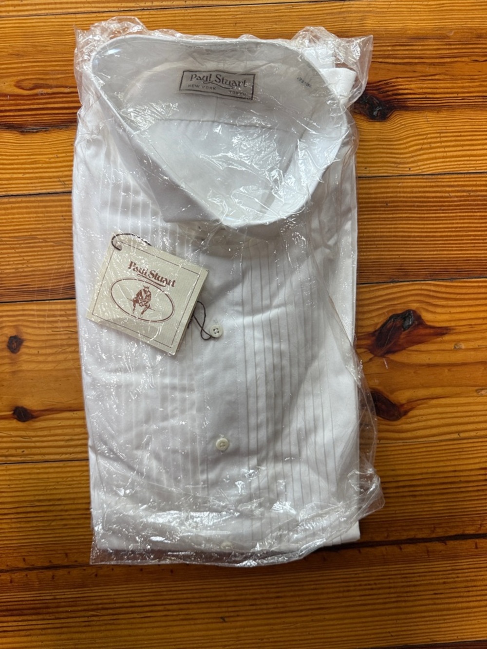 Paul Stuart White Subtle Pinstripe Tuxedo Shirt